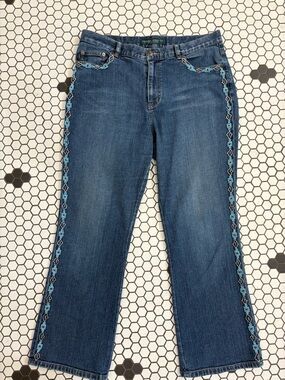 Lauren Ralph Lauren Jeans with turquoise beaded detail. Size 14P